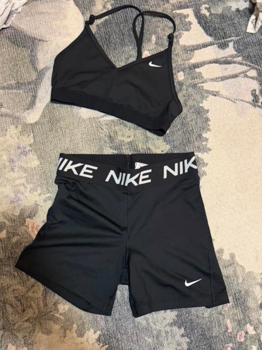 Nike Black Sports Bra and Shorts Active Set